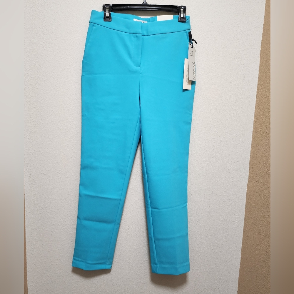 Rachel Zoe Bright Turquoise Hi-Rise Slim Leg Pants SZ 4 NWT